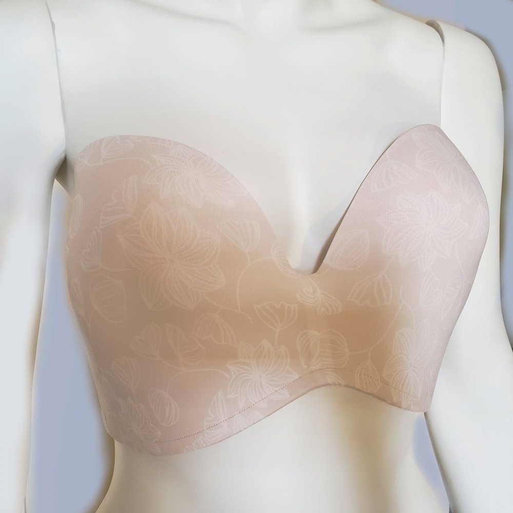 New DELIMIRA Seamless Strapless Bra Plunge Push Up Sooth Hibiscus Size 32F NWT